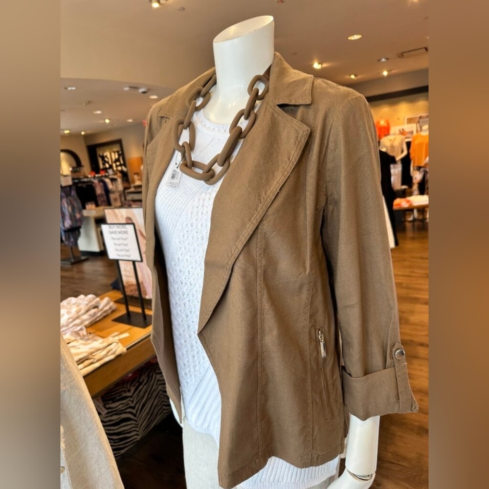 Chico's 3.5 Elegant Brown Linen Jacket